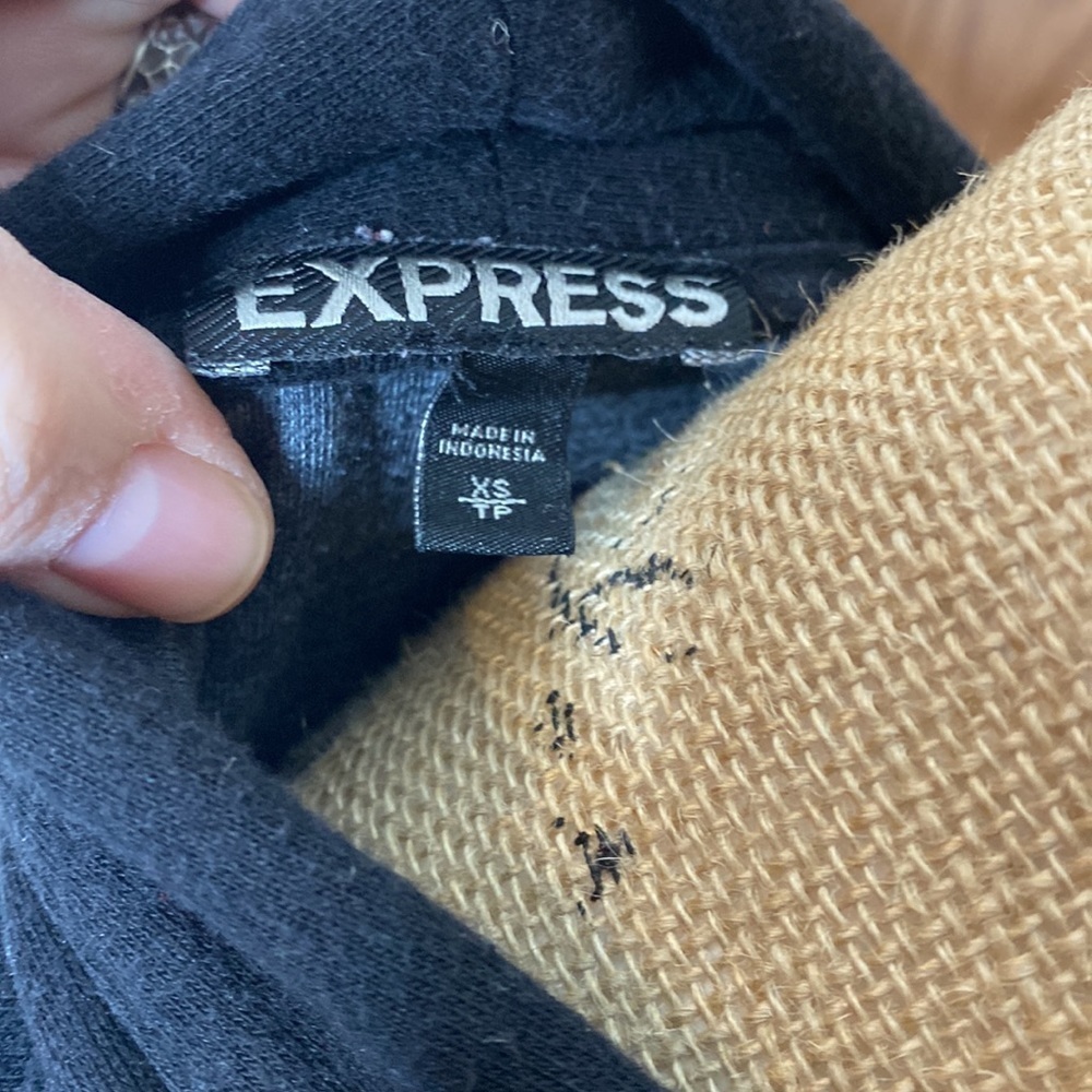 Express Black Knit Open Front Blazer Gray Cuffed Sleeves XS - Picture 6 of 7